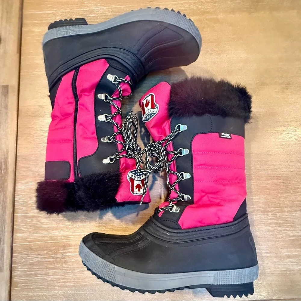 Pajar Womens Olga Waterproof Winter Boot Faux Fur Lining Side Zip Hot Pink Sz 8L